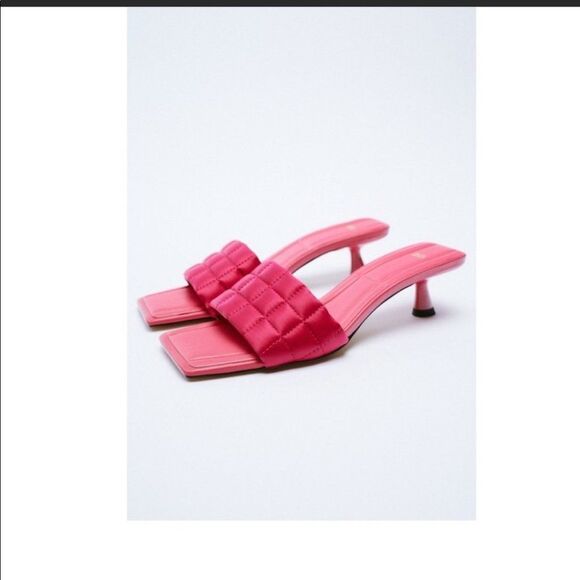 Zara Quilted Satin Effect Mules - Picture 1 of 5